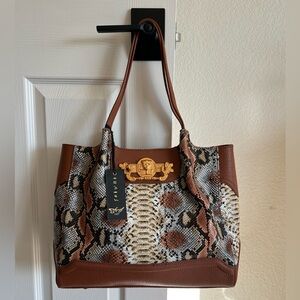 Sharif Leather Snakeskin Shoulder Bag